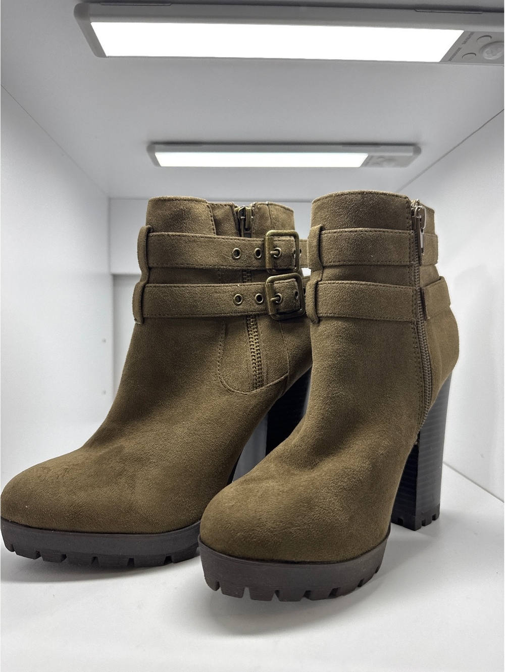 Charlotte Russe Carrie Suede Chunky Heel Ankle Boots Size 7